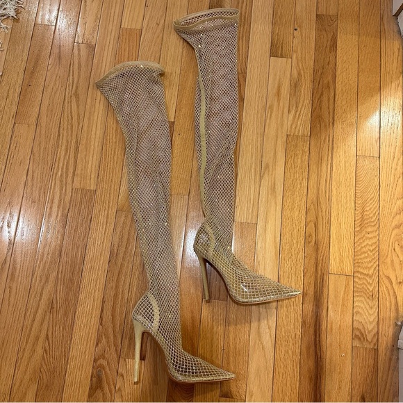 Over the knee thigh high fishnet & diamond boots SO SEXY never worn - Picture 6 of 6